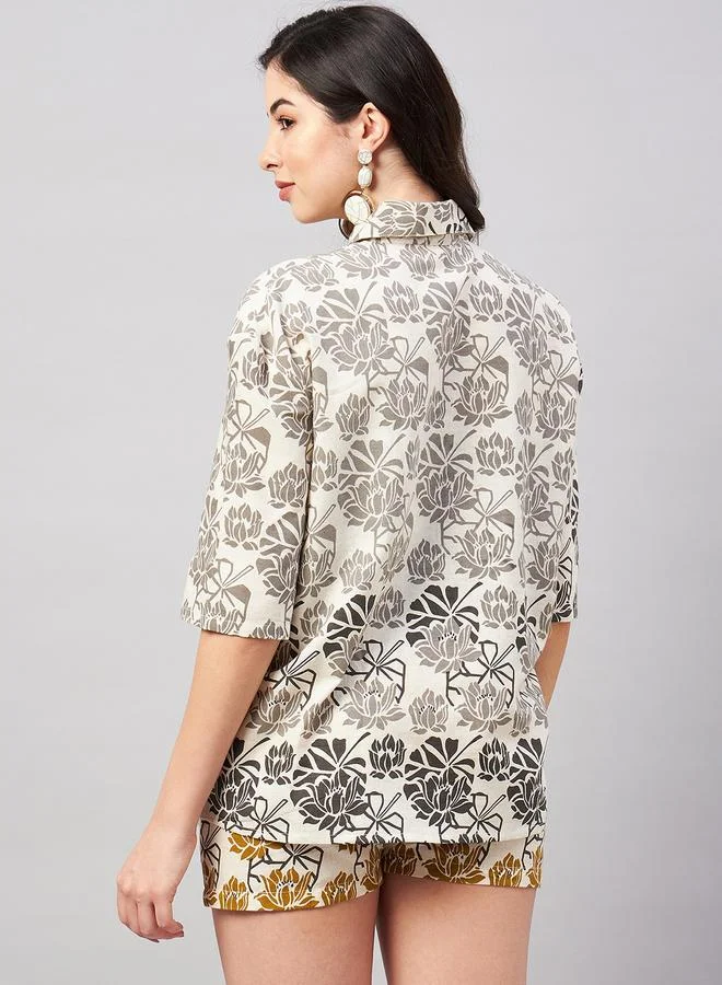 Winered  Women Floral Print Oversized Shirt and Shorts Co-Ords for Women | Best Price UAE